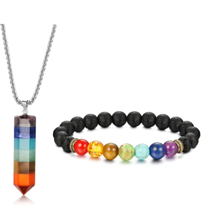 Seven Chakra Necklace & Bracelet Energized with Cosmo Energy